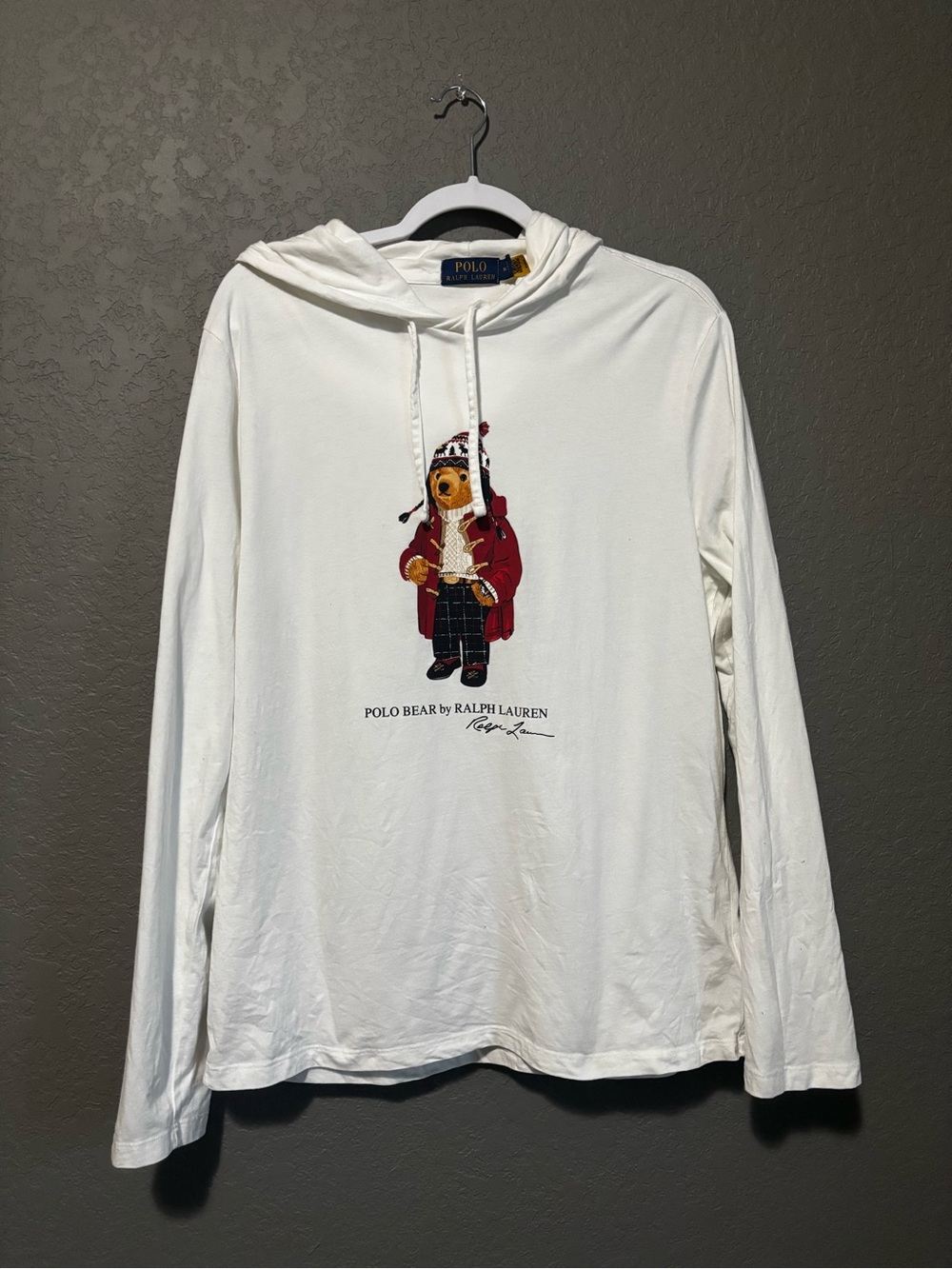 Polo by Ralph Lauren White Crewneck Hoodie Tee with Polo Bear Graphic